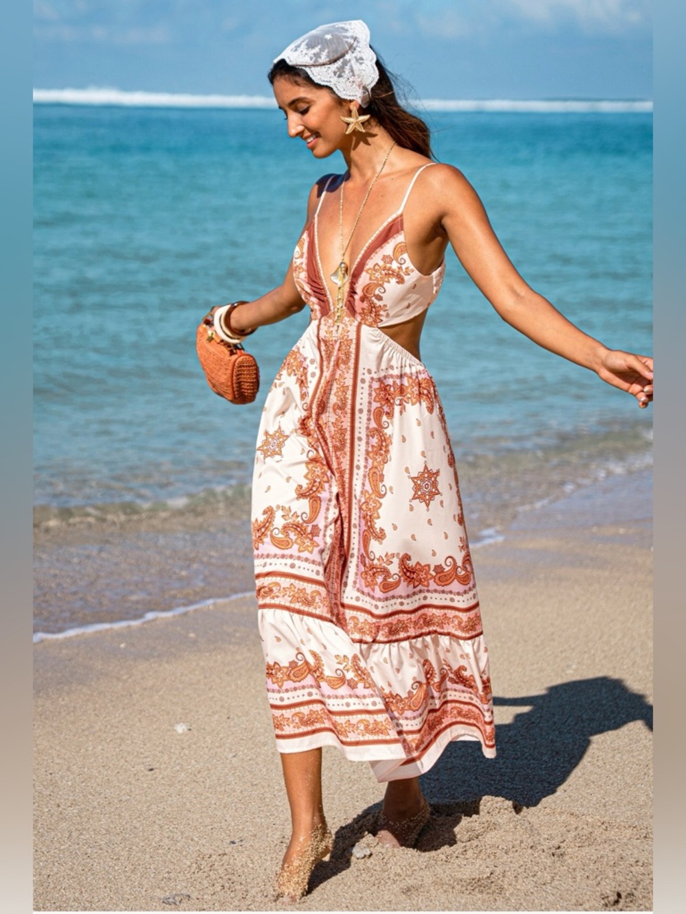 NWT Cupshe Whimsy Haze Boho Maxi Dress- L